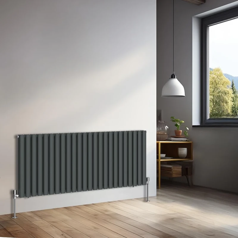 NRG 600x1416mm Horizontal Oval Double Panel Radiator Heater Column Radiator Central Heating Radiators Anthracite