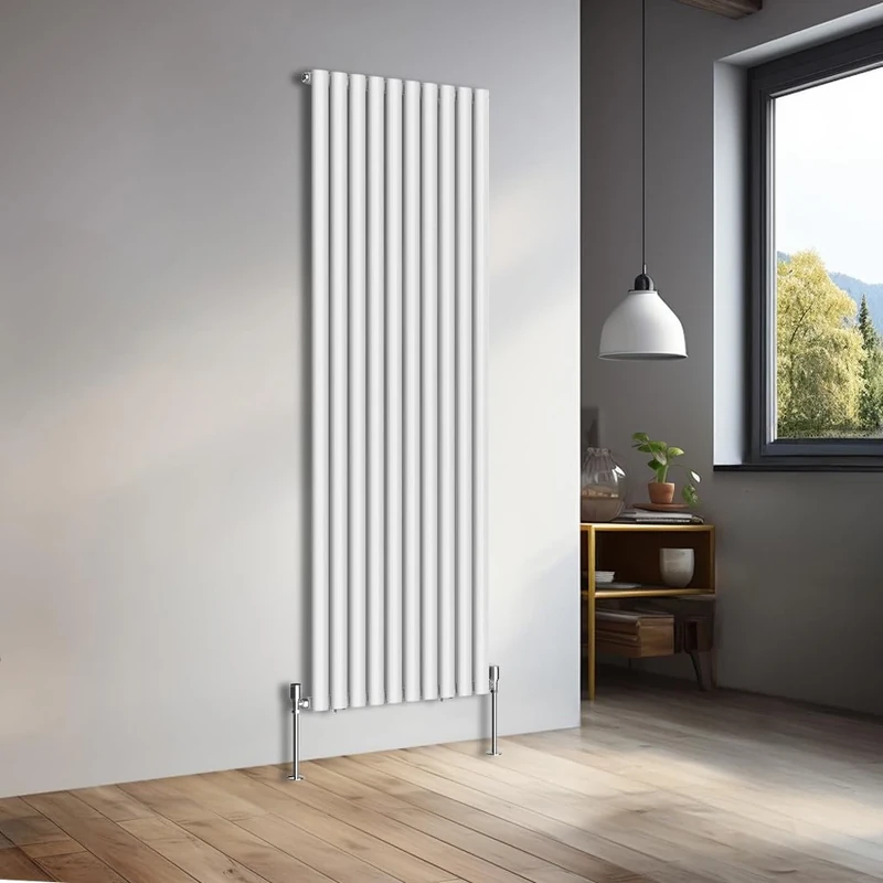 NRG 1800x590mm Vertical Oval Single Panel Heater Column Radiator Central Heating Radiators Designer Tall Radiators Gloss White