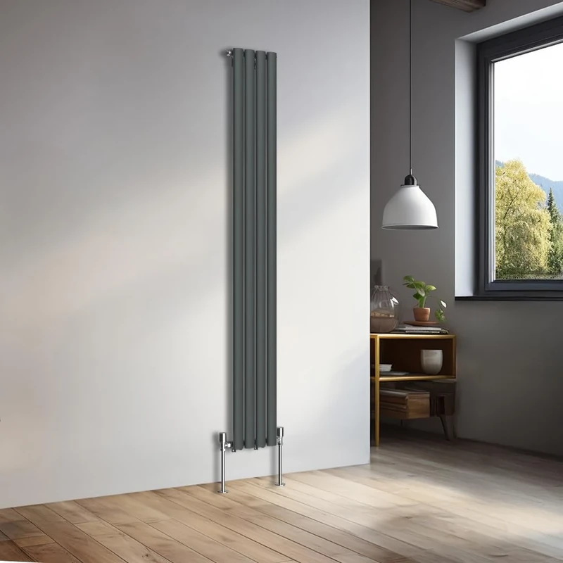 NRG 1800x236mm Vertical Oval Single Panel Heater Column Radiator Central Heating Radiators Designer Tall Radiators Anthracite