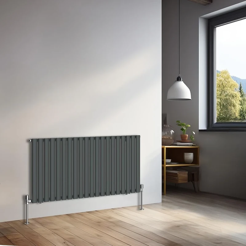 NRG 600x1180mm Horizontal Oval Single Panel Radiator Heater Column Radiator Central Heating Radiators Anthracite
