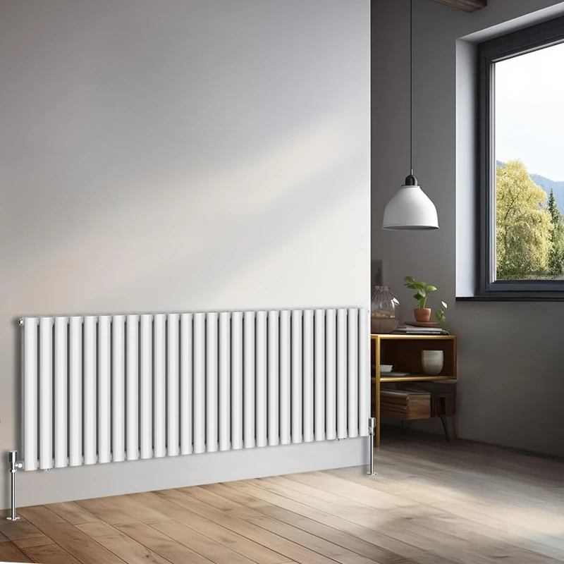 NRG 600x1593mm Horizontal Oval Double Panel Radiator Heater Column Radiator Central Heating Radiators Gloss White