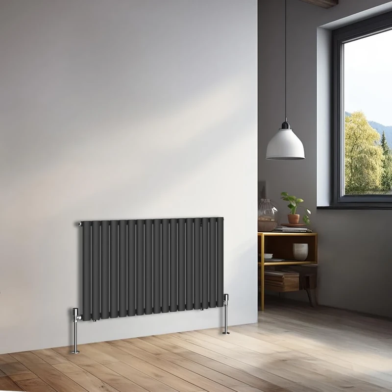NRG 600x1003mm Horizontal Oval Single Panel Radiator Heater Column Radiator Central Heating Radiators Black