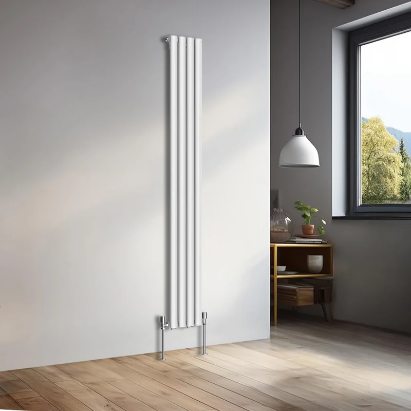 NRG 1800x236mm Vertical Oval Single Panel Heater Column Radiator Central Heating Radiators Designer Tall Radiators Gloss White
