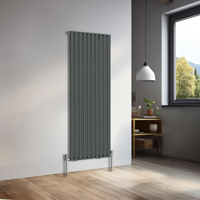 NRG 1600x590mm Vertical Oval Single Panel Heater Column Radiator Central Heating Radiators Designer Tall Radiators Anthracite