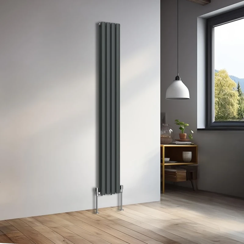 NRG 1800x236mm Vertical Oval Double Panel Heater Column Radiator Central Heating Radiators Designer Tall Radiators Anthracite