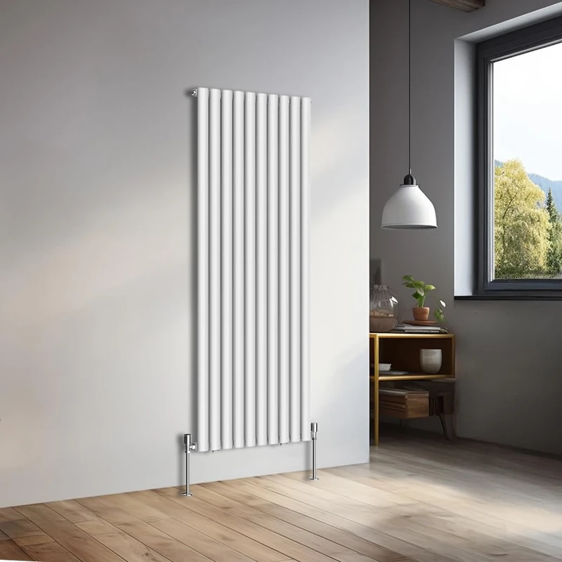 NRG 1600x590mm Vertical Oval Single Panel Heater Column Radiator Central Heating Radiators Designer Tall Radiators Gloss White