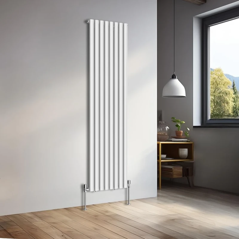 NRG 1800x472mm Vertical Oval Single Panel Heater Column Radiator Central Heating Radiators Designer Tall Radiators Gloss White