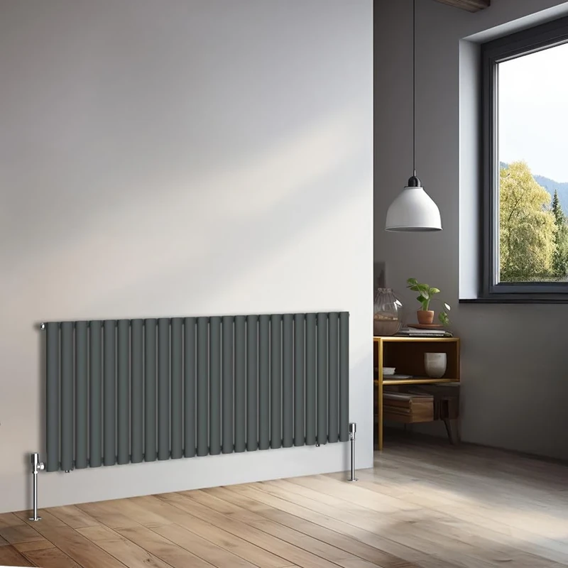NRG 600x1416mm Horizontal Oval Single Panel Radiator Heater Column Radiator Central Heating Radiators Anthracite