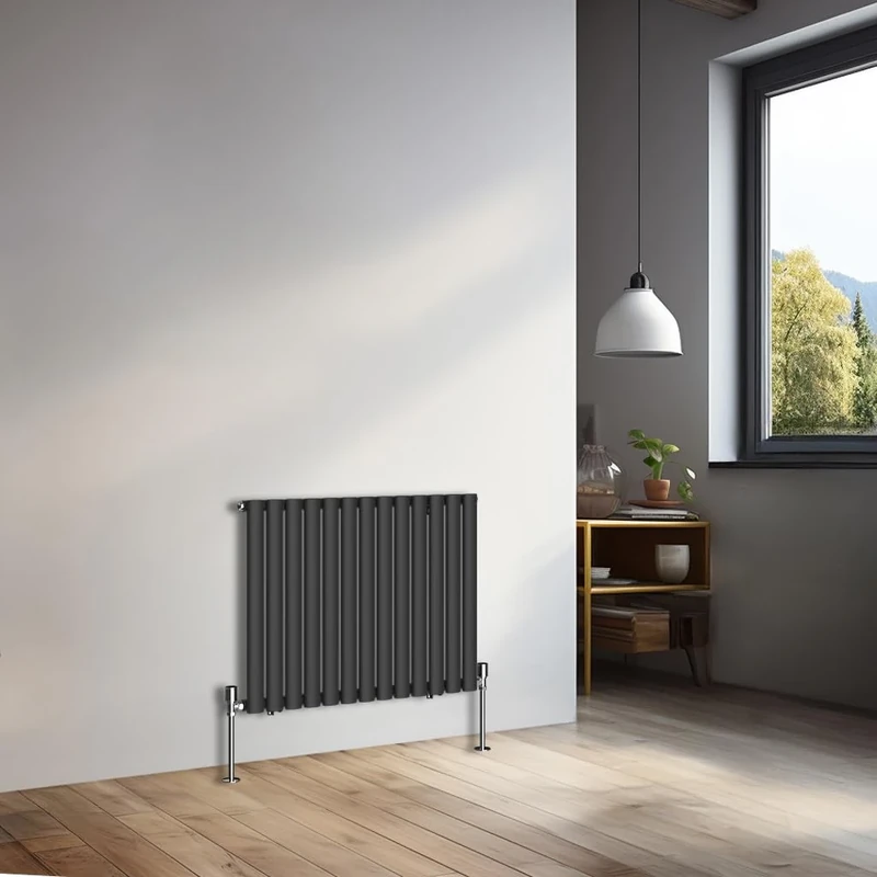 NRG 600x767mm Horizontal Oval Single Panel Radiator Heater Column Radiator Central Heating Radiators Black