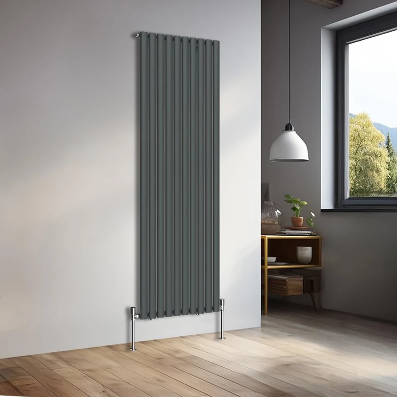 NRG 1800x590mm Vertical Oval Single Panel Heater Column Radiator Central Heating Radiators Designer Tall Radiators Anthracite