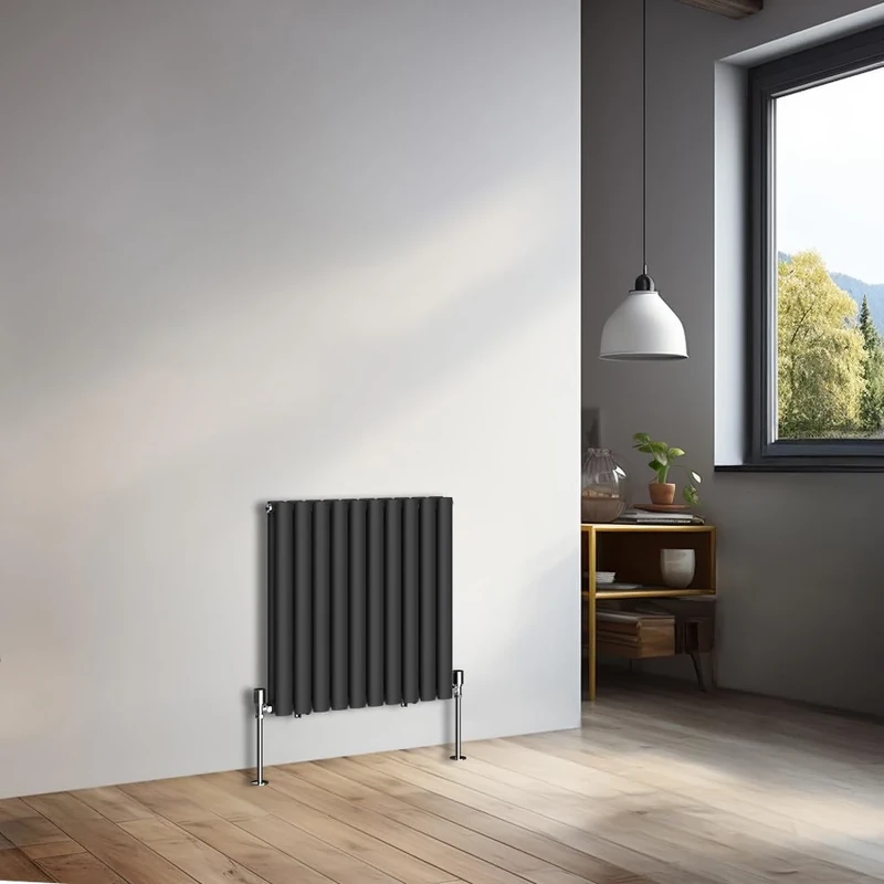 NRG 600x590mm Horizontal Oval Double Panel Radiator Heater Column Radiator Central Heating Radiators Black