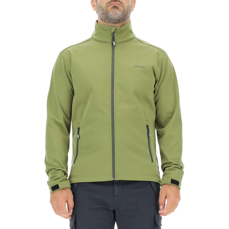 JEEP O102883-E100 J MAN SOFTSHELL JACKET W/Zipped Pockets Small Print J23W Olive Green XXL