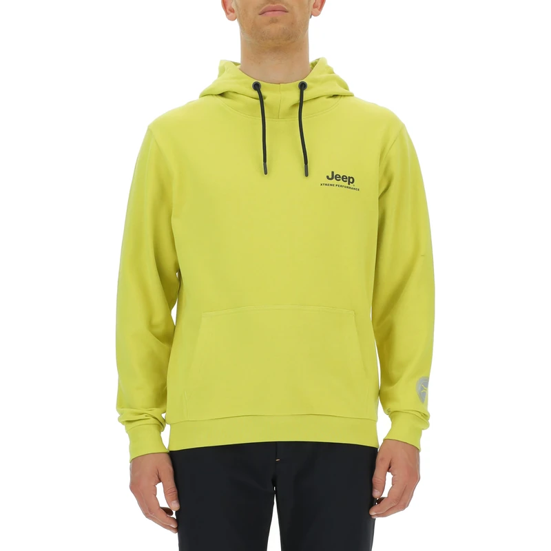 JEEP O102929-I002 XP MAN HOODED SWEATSHIRT Sideways X Large Back Vertical Print W/Pouch Pocket JX23A Celery S