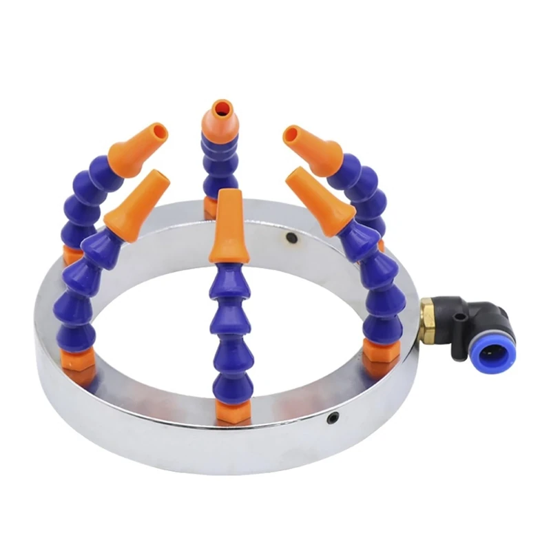 SHYISY Spindle Cooling Water Ring Stainless Steel Plastic/Metal Nozzle 360 Degrees Durable Water Spray Ring Machine Tool (Color : 130mm Metal nozzle) - Image 1