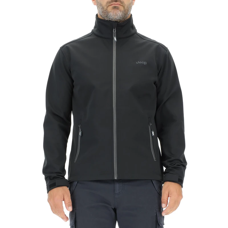 JEEP O102883-B000 J MAN SOFTSHELL JACKET W/Zipped Pockets Small Print J23W Black L - Image 1