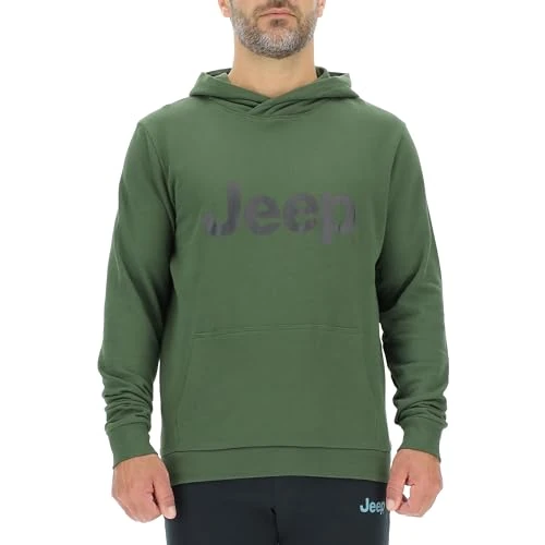 JEEP O102886-E946 J MAN HOODED SWEATSHIRT Large Print J23W Rifle Green S