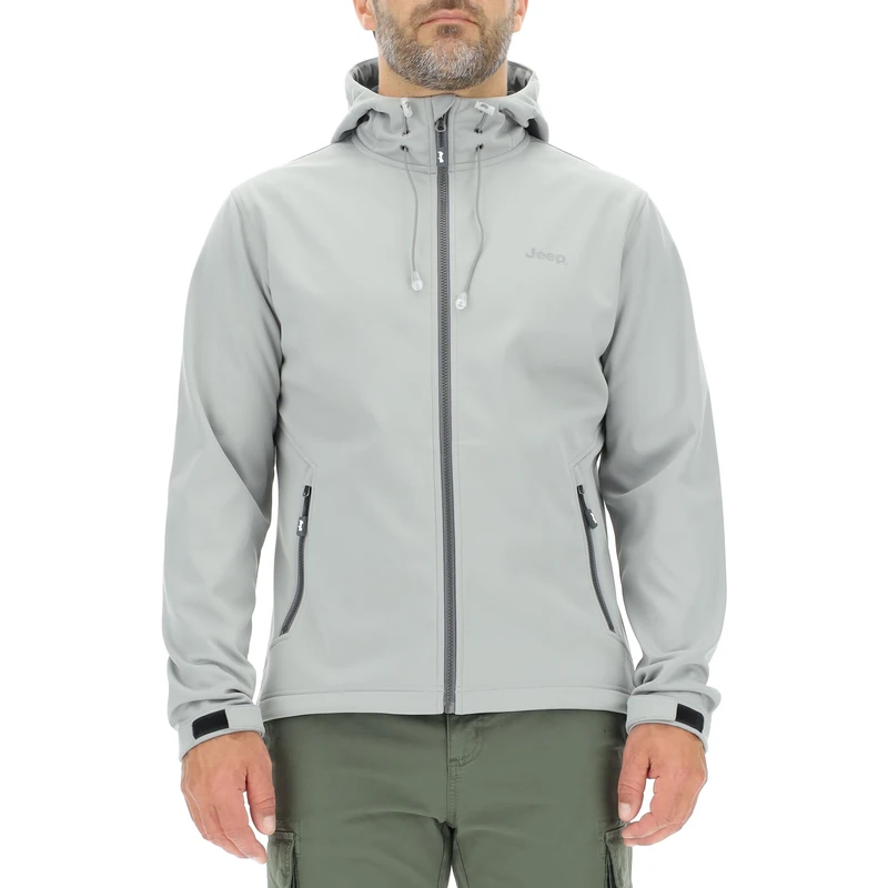 JEEP O102882-G229 J MAN HOODED SOFTSHELL JACKET W/Zipped Pockets Small Print J23W Medium Grey XL - Image 1