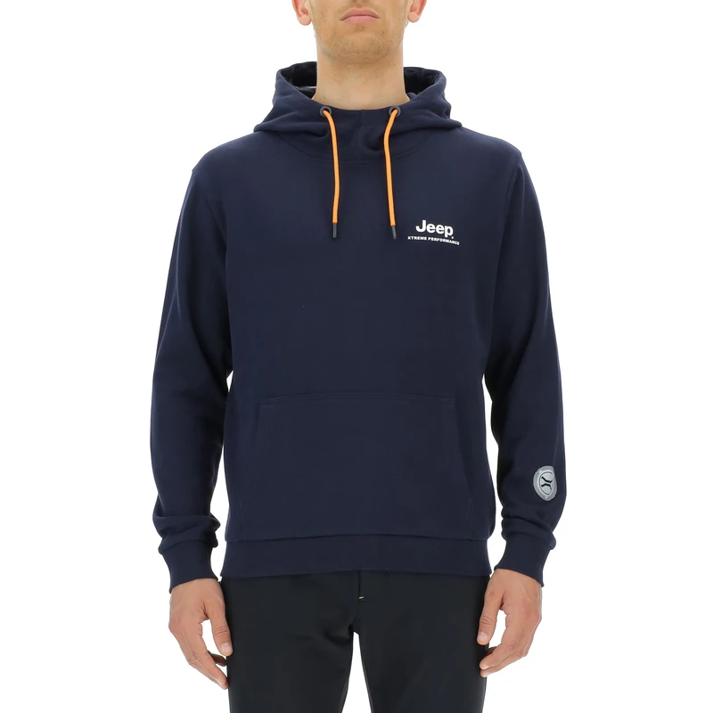 JEEP O102929-A928 XP MAN HOODED SWEATSHIRT Sideways X Large Back Vertical Print W/Pouch Pocket JX23A Night Blue M - Image 1