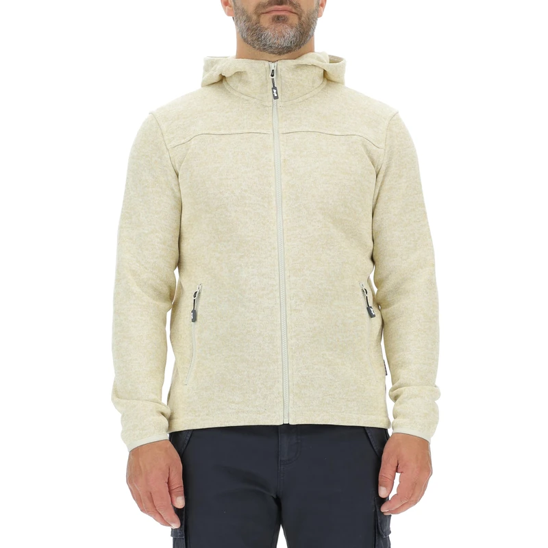 JEEP O102880-W640 J MAN HOODED TRICOT FLEECE JACKET W/Zipped Pockets Label J23W Birch White Melange XL