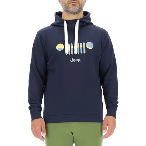 JEEP O102889-A928 J MAN HOODED SWEATSHIRT - GRILLE Camou Bark Print J23W Night Blue M