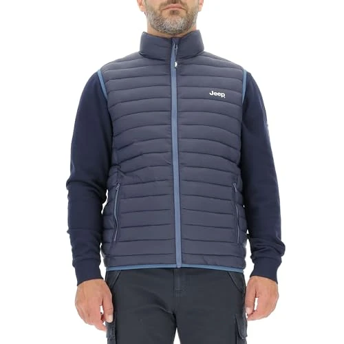 JEEP O102879-A928 J MAN PUFFER VEST W/Zipped Pockets Small Print J23W Night Blue L