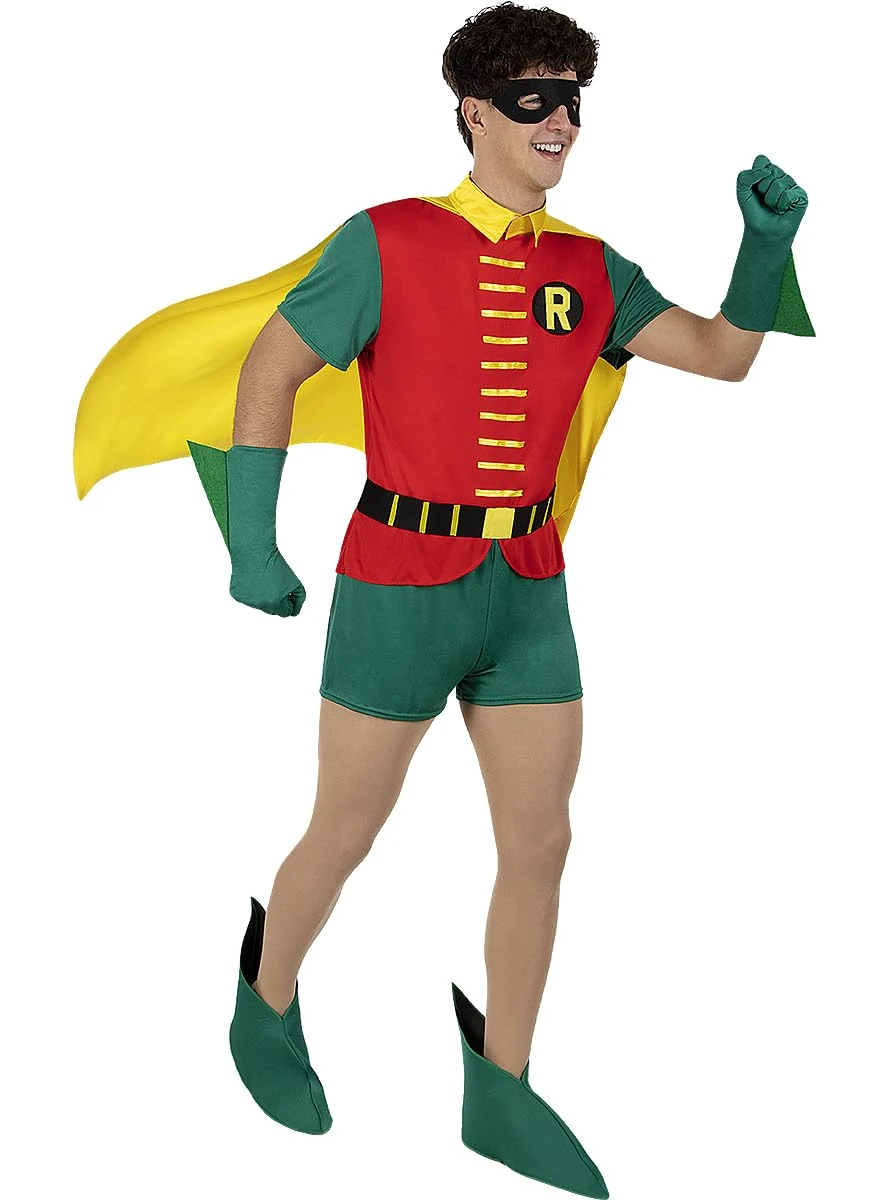 Funidelia | 1966 Robin Costume for man Boy Wonder, Superheroes, DC Comics - Costume for adults accessory fancy dress & props for Halloween, carnival & parties - Size M - Red