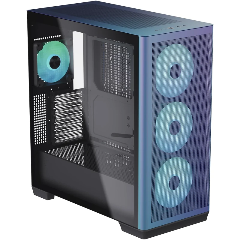 APNX Creator C1 ChromaFlair PC Case – Mid-Tower, Tempered Glass, ARGB Fans, E-ATX Support, Tool-Free Design