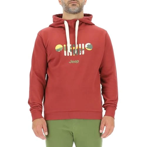 JEEP O102889-R077 J MAN HOODED SWEATSHIRT - GRILLE Camou Bark Print J23W Bordeaux L - Image 1