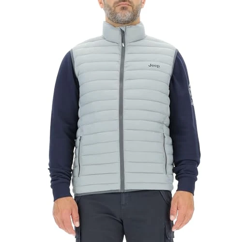 JEEP O102879-G229 J MAN PUFFER VEST W/Zipped Pockets Small Print J23W Medium Grey S