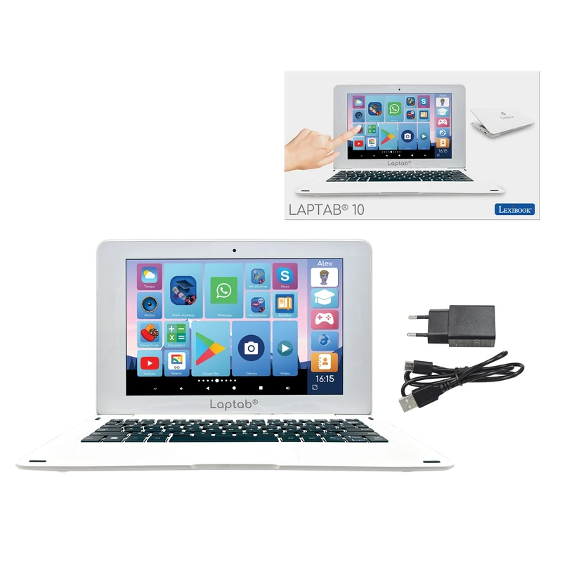 LEXIBOOK, LAPTAB 10, Touchscreen Laptop, Designed for the Whole Family, Educational and Fun Content, Powered by Android, Parental Control, Ultrathin and Light, LT10ES