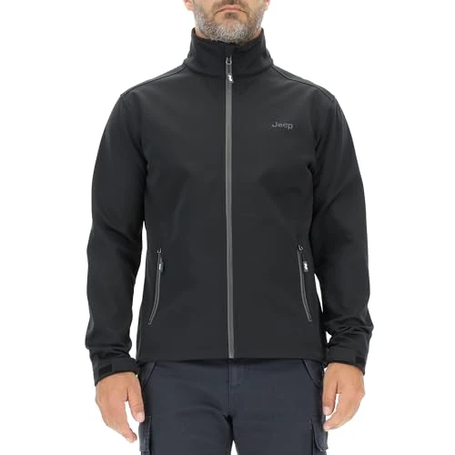 JEEP O102883-B000 J MAN SOFTSHELL JACKET W/Zipped Pockets Small Print J23W Black M