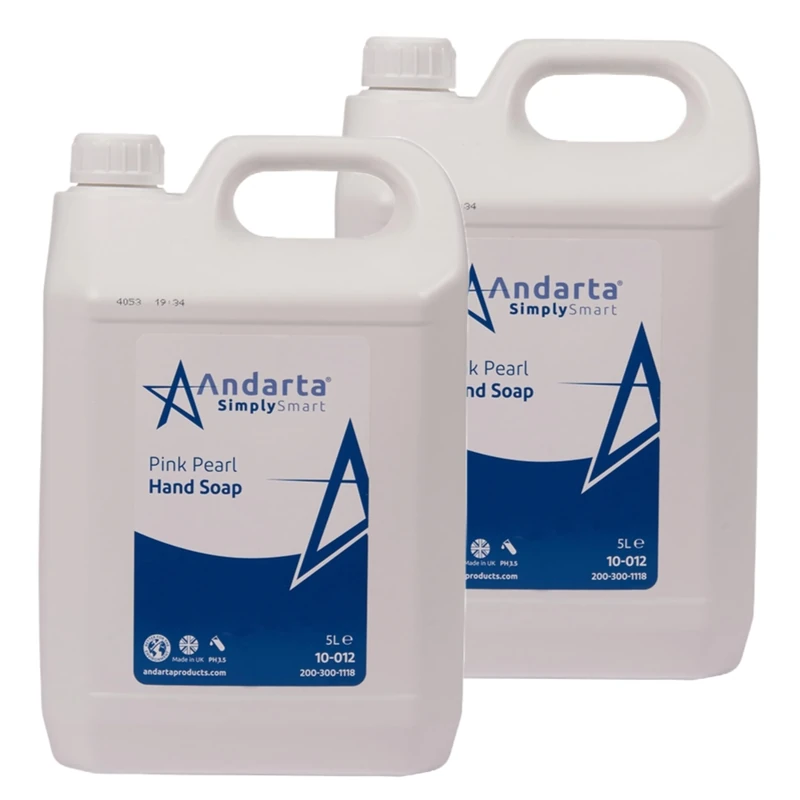 Andarta - Pink Pearl Hand Soap - 2 x 5L - Liquid Hand Wash Refill - Fresh Floral Fragrance - Gentle and Moisturising - Suitable For Daily Use - Bulk Buy Hand Wash - Ideal For Washroom Environments