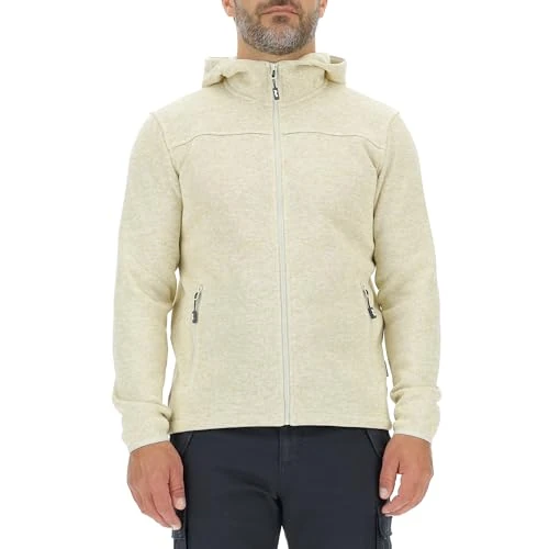 JEEP O102880-W640 J MAN HOODED TRICOT FLEECE JACKET W/Zipped Pockets Label J23W Birch White Melange S