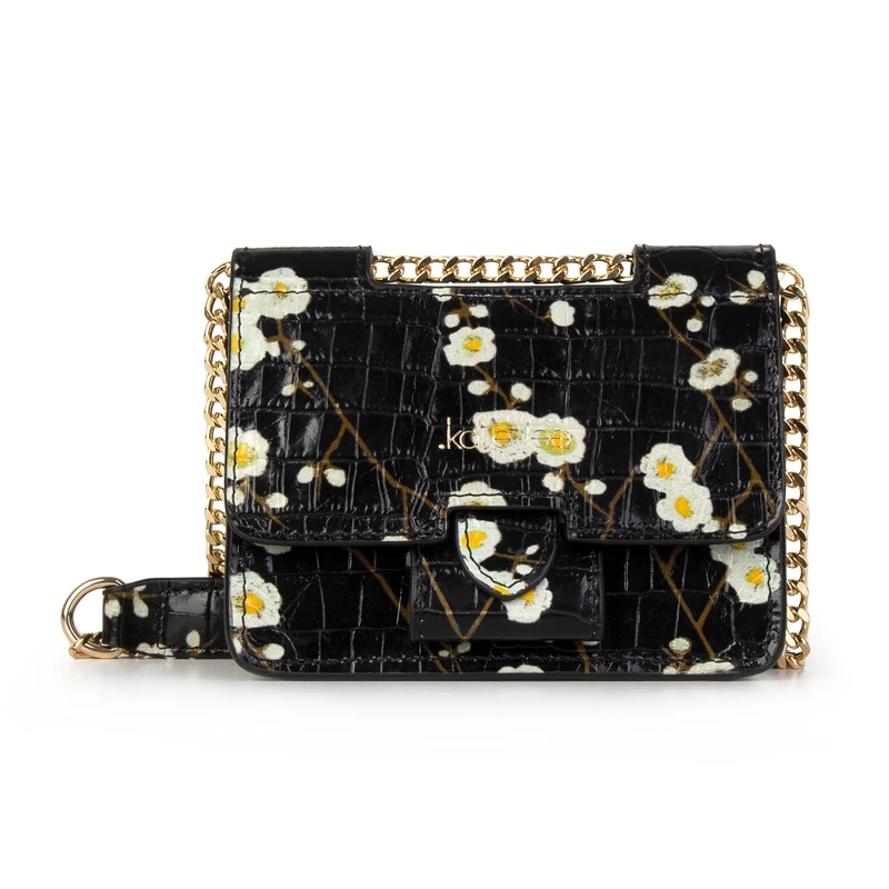 Kate Lee Women's Bag Mini Tiny Ophelia Cro Black Flowers Crossbody