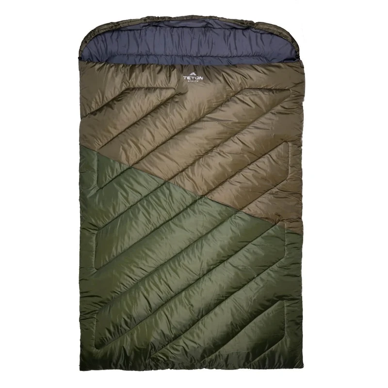 Teton Mammoth Double Sleeping Bag 0 Degree Family Sleeping Bag Camping Hunting Base Camp Compression Sack Included Ivy