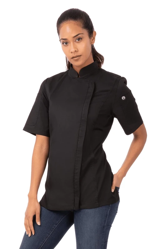 Chef Works Women's Springfield Chef Coat, Black, XXXXL