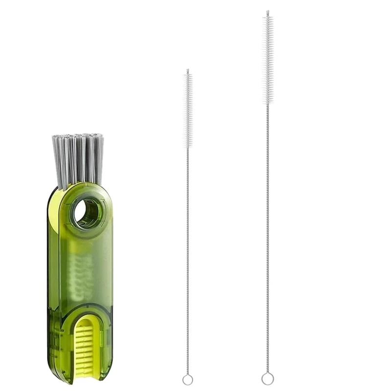3-in-1 Cup Lid Crevice Cleaning Brush - 1 Pcs, 2 Pcs Straw Brushes, Multifunctional Detail Brush for Cup Lids, Straws, Test Tubes