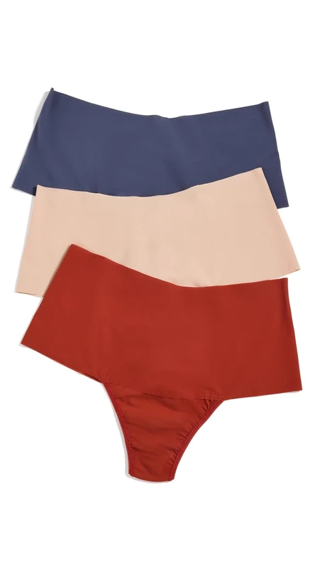 hanky panky Women's Breathe Hi Rise Thong 3 Pack, Sundried Tomato/Nightshde/Taup, S