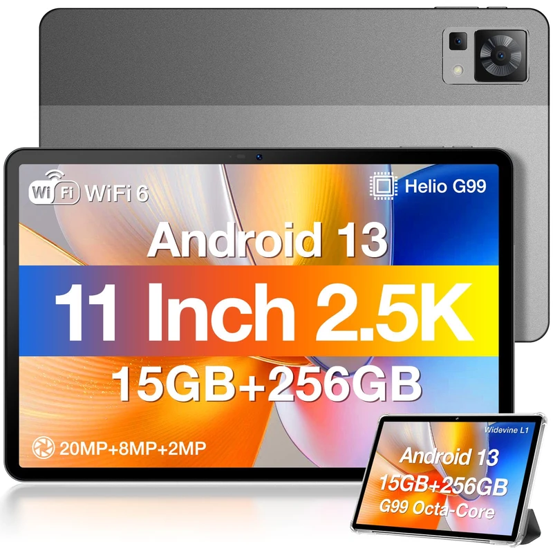 DOOGEE T30 Pro 13 11-Inch Android Touch Tablet with 2.5K Helio G99 Octa-Core Screen 15GB RAM+256GB ROM /2TB TF, 8580mAh/33W, 20MP Dual SIM 4G LTE +5G WiFi Widevine L1/TÜV Certificate