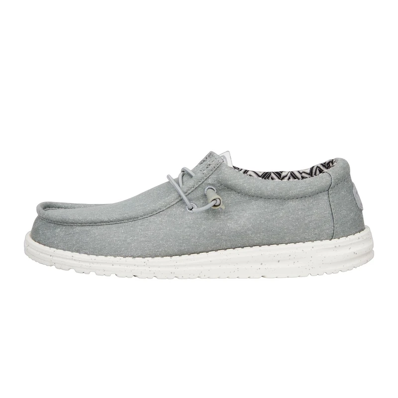HEYDUDE - Men's Wally Canvas - Casual Slip-On Shoes - Moccasin Style, Light Grey, 6 UK