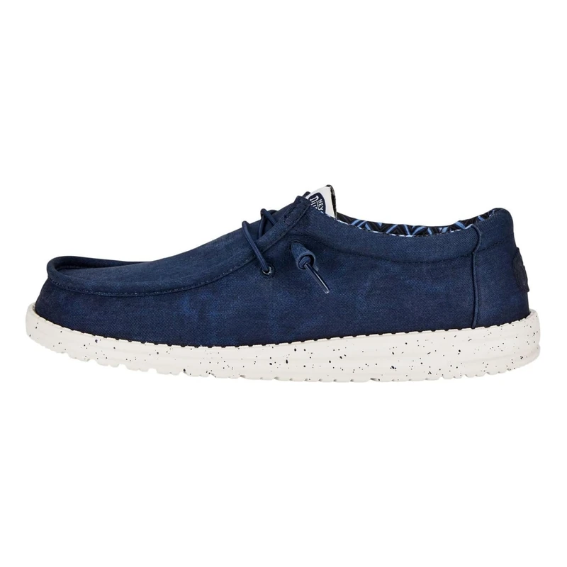 HEYDUDE - Men's Wally Canvas - Casual Slip-On Shoes - Moccasin Style, Navy, 14 UK