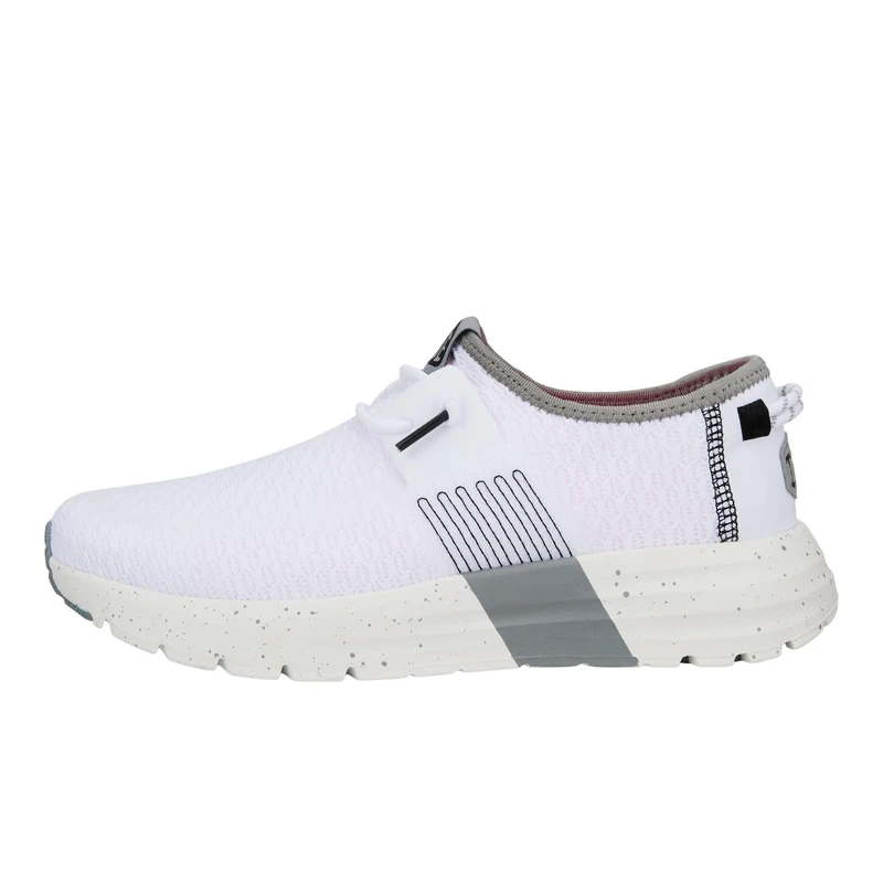 HEYDUDE - Women's Sirocco Sport Stripe Sneaker Shoe - Trainers with Easy-on Lace System, White, 6 UK