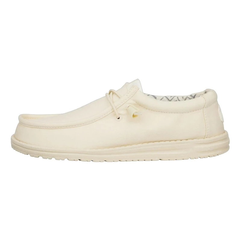 HEYDUDE Men Wally Stretch Canvas Stone White Casual Moccasin 43 EU