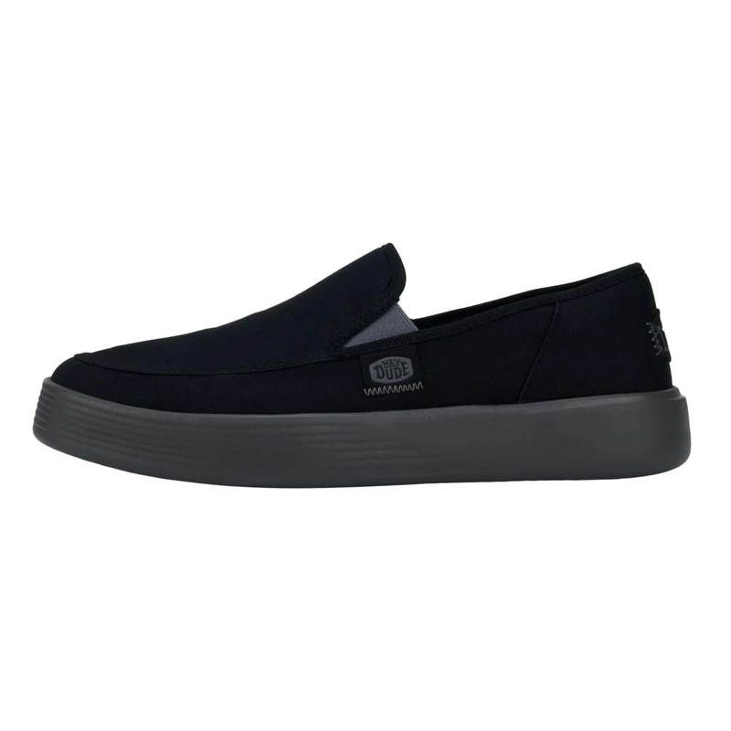 HEYDUDE - Men's Sunapee M Canvas Sunapee Slip-On Shoes, Black/Charcoal, 8 UK