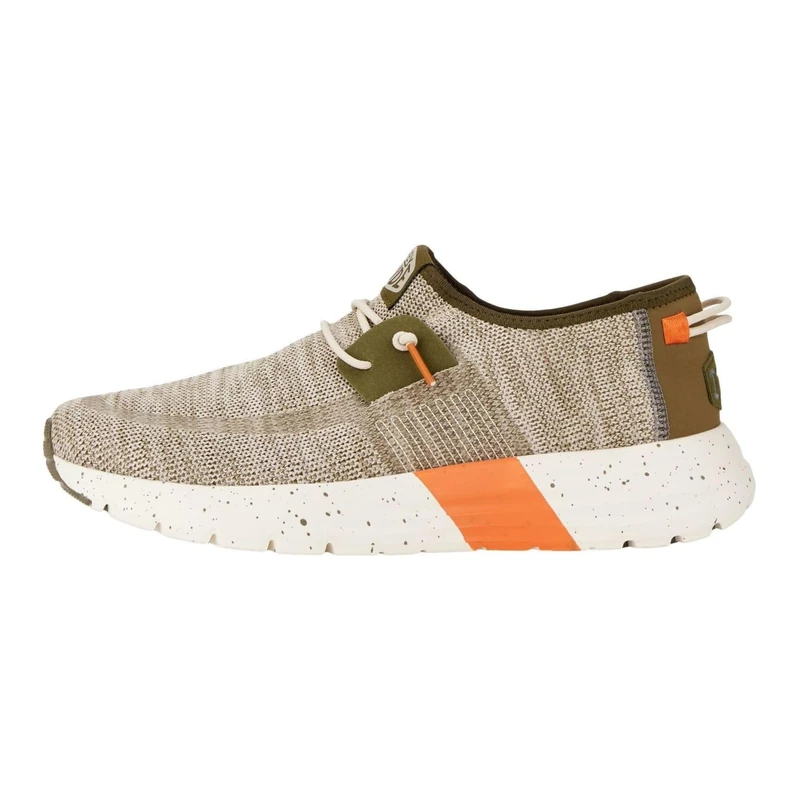 HEYDUDE - Men's Sirocco M Sport Mode Sirocco Sneaker Shoes, Green/Dusty Olive/Orange, 9 UK