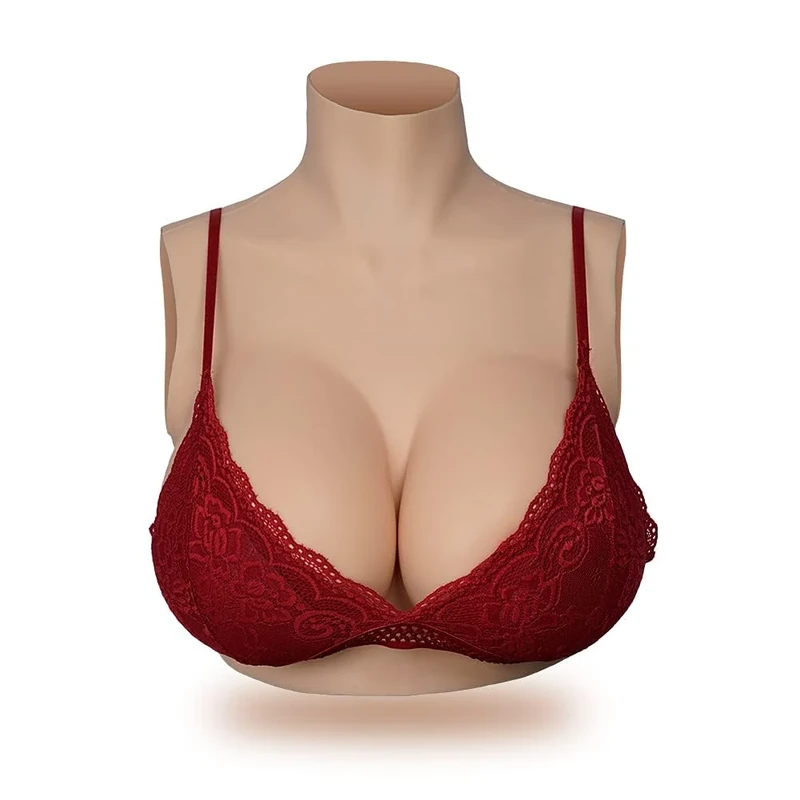 GORGEOVA Silicone Gel Filled Breastplate C-H Cup Crossdresser Breast Plates Transgender Drag Queen Breast Plate (White, H Cup)