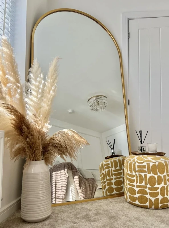 MirrorOutlet The New Arcus Mirror range. Featuring a Gold Metal Frame Mirror,200 x 100