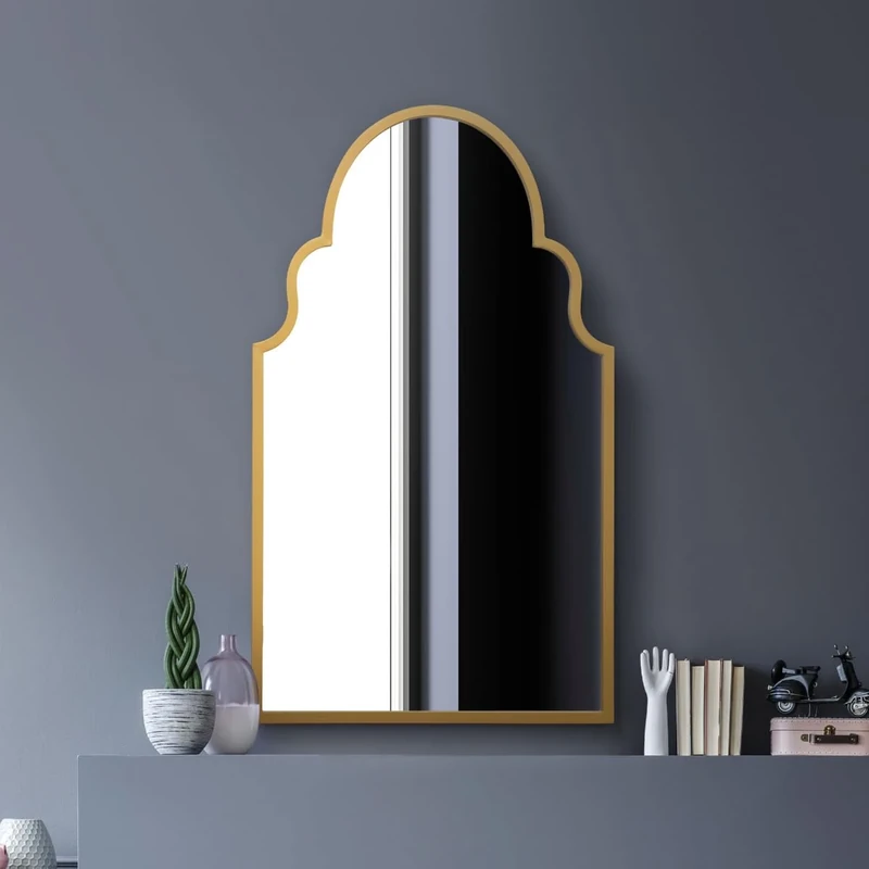 MirrorOutlet The Arcus - Gold Metal Framed Modern Arched Wall Mirror 41" X 24" (104CM X 61CM) Gold Frame