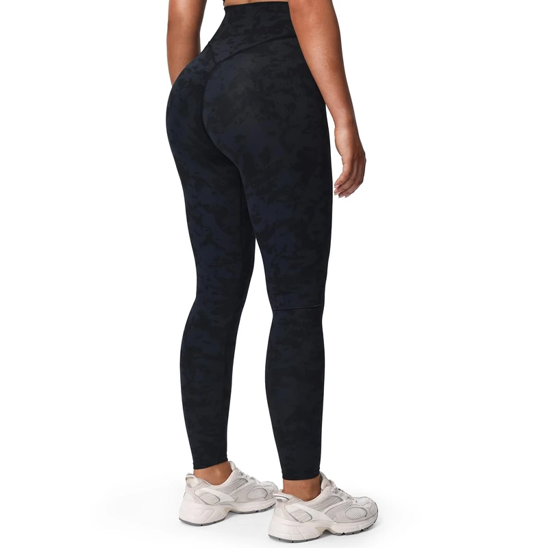 Aoxjox - High Waist Workout Leggings for Women Tummy Control Soft Metamorphous Deep V Pants 27", Black Cloud, CH