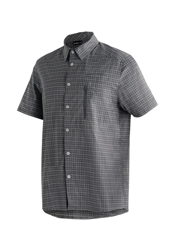 Maier Sports Mats S/S, Grey Check, 46, 3000131 - Image 1